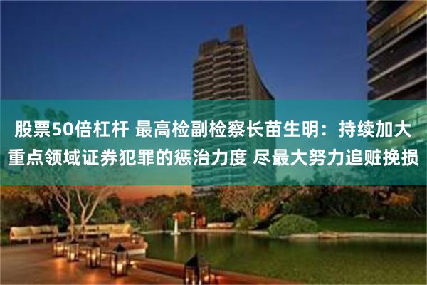 股票50倍杠杆 最高检副检察长苗生明：持续加大重点领域证券犯罪的惩治力度 尽最大努力追赃挽损