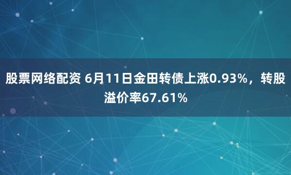 股票网络配资 6月11日金田转债上涨0.93%，转股溢价率67.61%