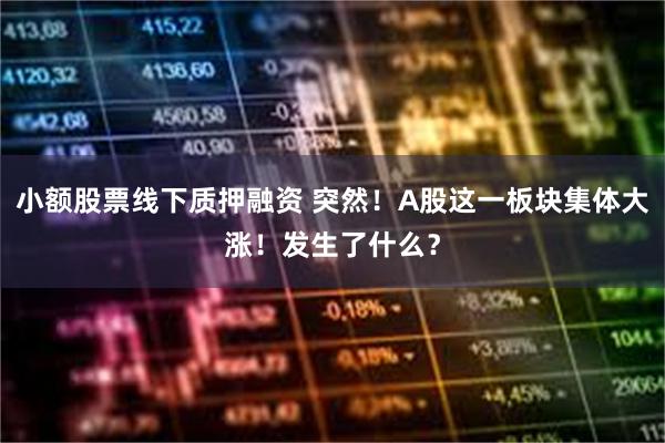 小额股票线下质押融资 突然！A股这一板块集体大涨！发生了什么？